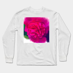 Abstract Camellia In Red Long Sleeve T-Shirt